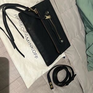 Rebecca Minkoff navy blue leather crossbody and clutch bag with dust bag